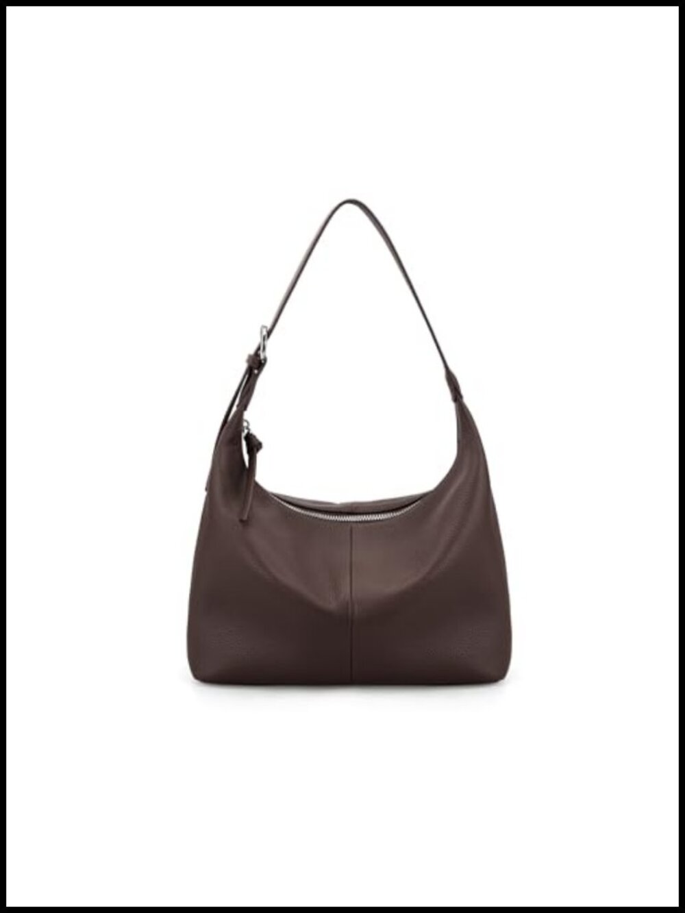 Genuine Pebbled Leather Slouchy Hobo Shoulder Bag Purse